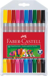 FLAMASTRY DWUSTRONNE FABER-CASTELL, 10 KOLORÓW