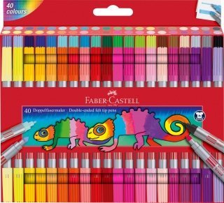 FLAMASTRY DWUSTRONNE FABER-CASTELL, 40 KOLORÓW