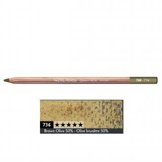 Kredka pastelowa Pastel Pencils Caran d'Ache, kolor 736 Brown Olive 50%