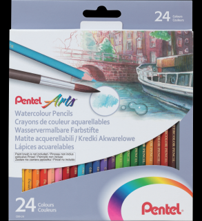 Kredki akwarelowe Pentel, 24 kolory