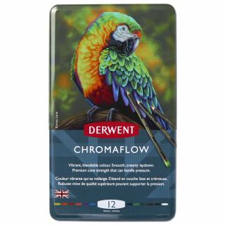 Kredki Chromaflow Derwent, 12 szt. w pudełku metalowym