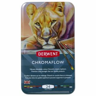 Kredki Chromaflow Derwent, 24 szt. w pudełku metalowym