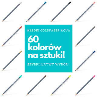 KREDKI NA SZTUKI - KREDKI AKWARELOWE GOLDFABER AQUA FABER-CASTELL, 60 KOLORÓW