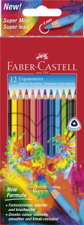 KREDKI TRÓJKĄTNE, FABER CASTELL, 12 KOLORÓW
