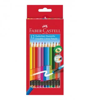 KREDKI WYMAZYWALNE Z GUMKĄ FABER-CASTELL, 12 KOLORÓW