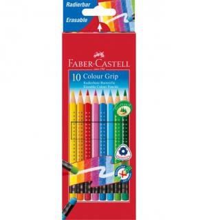 KREDKI WYMAZYWALNE Z GUMKĄ GRIP 2001 FABER-CASTELL, 10 KOLORÓW