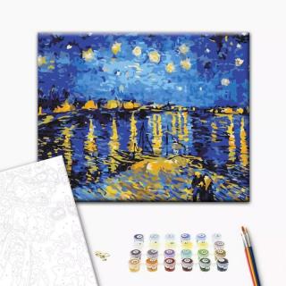 Malowanie po numerach BRUSHME, 40x50 cm, gwiaździsta noc nad Rodanem, Vincent van Gogh