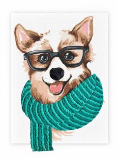 Malowanie po numerach IDEYKA  30x40cm, z glinką, stylowy corgi