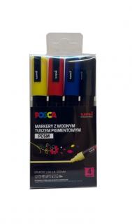 MARKER UNI POSCA PC-5M Z OKRĄGŁĄ ŚREDNIĄ KOŃCÓWKĄ, ZESTAW 4SZT