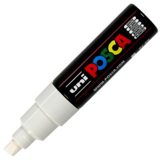 Marker uni POSCA PC-8K z szeroką, ściętą końcówką, biały