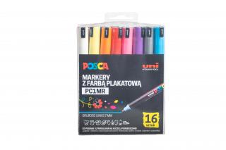 Markery uni POSCA PC-1MR Z SUPERCIENKĄ, PRECYZYJNĄ KOŃCÓWKĄ IGŁOWĄ, ZESTAW 16 SZT