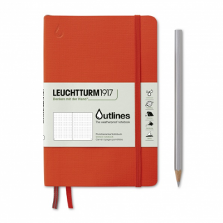 NOTATNIK WODOODPORNY LEUCHTTURM1917 OUTLINES 150 G PAPERBACK (B6+), SIGNAL ORANGE