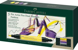 PISAKI DWUSTRONNE PITT ARTIST PEN FABER-CASTELL, 5 KOLORÓW - ZESTAW FASHION