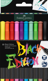 PISAKI PĘDZELKOWE BLACK EDITION FABER-CASTELL, 10 KOLORÓW