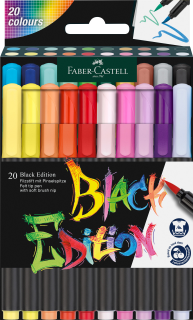 PISAKI PĘDZELKOWE BLACK EDITION FABER-CASTELL, 20 KOLORÓW