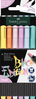 PISAKI PĘDZELKOWE BLACK EDITION FABER-CASTELL, 6 KOLORÓW PASTELOWYCH