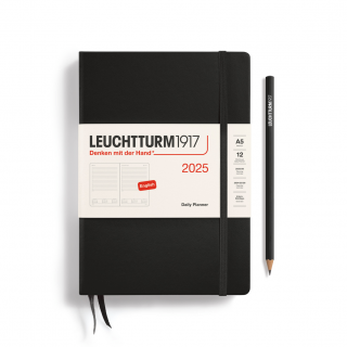 PLANER DZIENNY LEUCHTTURM1917 MEDIUM (A5) 2025 12 MIESIĘCY CZARNY