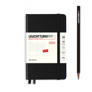 PLANER DZIENNY LEUCHTTURM1917 POCKET(A6) 2024 12 MIESIĘCY CZARNY