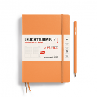 PLANER TYGODNIOWY AKADEMICKI LEUCHTTURM1917 MEDIUM (A5) 2024/2025 18 MIESIĘCY APRICOT (MORELOWY)