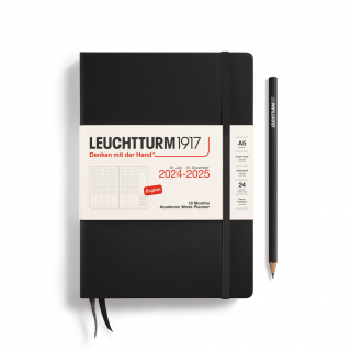 PLANER TYGODNIOWY AKADEMICKI LEUCHTTURM1917 MEDIUM (A5) 2024/2025 18 MIESIĘCY CZARNY