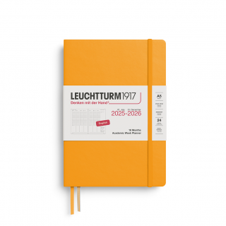 PLANER TYGODNIOWY AKADEMICKI LEUCHTTURM1917 MEDIUM (A5) 2025/2026 18 MIESIĘCY RISING SUN
