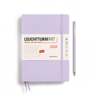 PLANER TYGODNIOWY PIONOWY LEUCHTTURM1917 MEDIUM (A5) 2025 LILAC (LILIOWY)