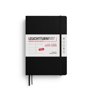 PLANER TYGODNIOWY POZIOMY LEUCHTTURM1917 18 MIESIĘCY MEDIUM (A5) 2025/2026 CZARNY
