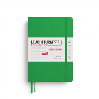PLANER TYGODNIOWY POZIOMY LEUCHTTURM1917 18 MIESIĘCY MEDIUM (A5) 2025/2026 SPRING LEAF