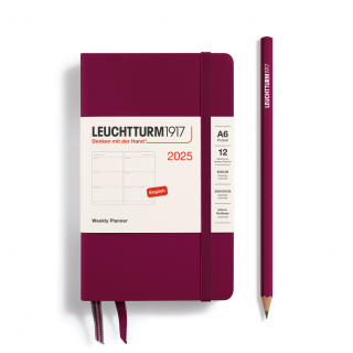 PLANER TYGODNIOWY POZIOMY LEUCHTTURM1917 POCKET (A6) 2025 PORT RED (BORDOWY)