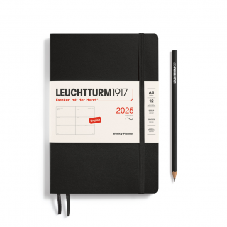 PLANER TYGODNIOWY POZIOMY LEUCHTTURM1917 W MIĘKKIEJ OPRAWIE MEDIUM (A5) 2025 CZARNY