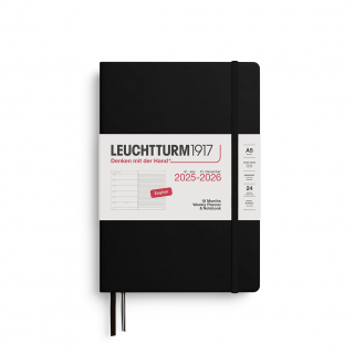 PLANER TYGODNIOWY Z NOTATNIKIEM LEUCHTTURM1917 18 MIESIĘCY MEDIUM (A5) 2025/2026 CZARNY