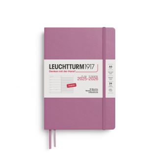 PLANER TYGODNIOWY Z NOTATNIKIEM LEUCHTTURM1917 18 MIESIĘCY MEDIUM (A5) 2025/2026 DUSTY ROSE