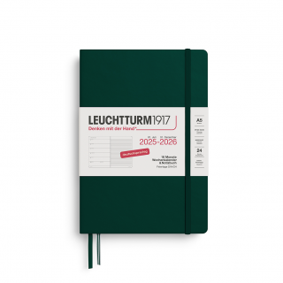 PLANER TYGODNIOWY Z NOTATNIKIEM LEUCHTTURM1917 18 MIESIĘCY MEDIUM (A5) 2025/2026 FOREST GREEN