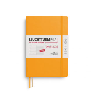 PLANER TYGODNIOWY Z NOTATNIKIEM LEUCHTTURM1917 18 MIESIĘCY MEDIUM (A5) 2025/2026 RISING SUN