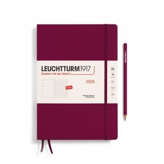 PLANER TYGODNIOWY Z NOTATNIKIEM LEUCHTTURM1917 COMPOSITION (B5) 2025 PORT RED (BORDOWY)