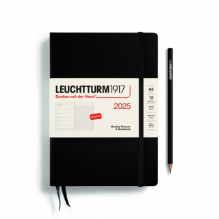 PLANER TYGODNIOWY Z NOTATNIKIEM LEUCHTTURM1917 MEDIUM (A5) 2025 CZARNY