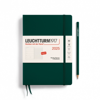 PLANER TYGODNIOWY Z NOTATNIKIEM LEUCHTTURM1917 MEDIUM (A5) 2025 FOREST GREEN (CIEMNOZIELONY)