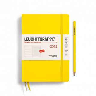 PLANER TYGODNIOWY Z NOTATNIKIEM LEUCHTTURM1917 MEDIUM (A5) 2025 LEMON (CYTRYNOWY)