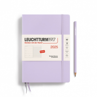 PLANER TYGODNIOWY Z NOTATNIKIEM LEUCHTTURM1917 MEDIUM (A5) 2025 LILAC (LILIOWY)