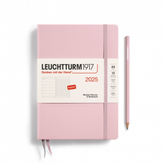 PLANER TYGODNIOWY Z NOTATNIKIEM LEUCHTTURM1917 MEDIUM (A5) 2025 POWDER (PUDROWO RÓŻOWY)