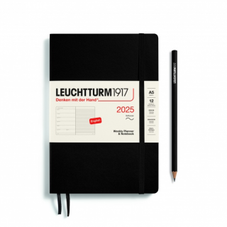 PLANER TYGODNIOWY Z NOTATNIKIEM LEUCHTTURM1917 W MIĘKKIEJ OPRAWIE MEDIUM (A5) 2025 CZARNY