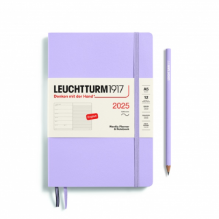 PLANER TYGODNIOWY Z NOTATNIKIEM LEUCHTTURM1917 W MIĘKKIEJ OPRAWIE MEDIUM (A5) 2025 LILAC (LILIOWY)