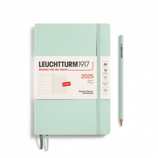 PLANER TYGODNIOWY Z NOTATNIKIEM LEUCHTTURM1917 W MIĘKKIEJ OPRAWIE MEDIUM (A5) 2025 MINT GREEN (MIĘTOWY)