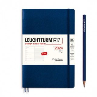 PLANER TYGODNIOWY Z NOTATNIKIEM LEUCHTTURM1917 W MIĘKKIEJ OPRAWIE PAPERBACK (B6+) 2024 GRANATOWY