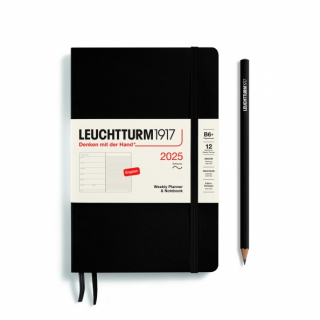 PLANER TYGODNIOWY Z NOTATNIKIEM LEUCHTTURM1917 W MIĘKKIEJ OPRAWIE PAPERBACK (B6+) 2025 CZARNY