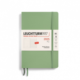 PLANER TYGODNIOWY Z NOTATNIKIEM LEUCHTTURM1917 W MIĘKKIEJ OPRAWIE PAPERBACK (B6+) 2025 SAGE (SZAŁWIOWY)