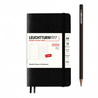 PLANER TYGODNIOWY Z NOTATNIKIEM LEUCHTTURM1917 W MIĘKKIEJ OPRAWIE POCKET (A6) 2024, CZARNY