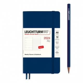 PLANER TYGODNIOWY Z NOTATNIKIEM LEUCHTTURM1917 W MIĘKKIEJ OPRAWIE POCKET (A6) 2024, GRANATOWY