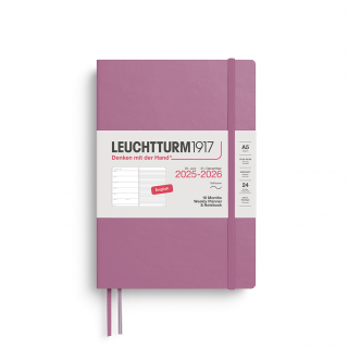 PLANER TYGODNIOWY Z NOTATNIKIEM W MIĘKKIEJ OPRAWIE LEUCHTTURM1917, 18 MIESIĘCY MEDIUM (A5) 2025/2026, DUSTY ROSE