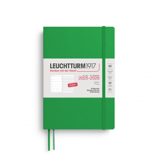 PLANER TYGODNIOWY Z NOTATNIKIEM W MIĘKKIEJ OPRAWIE LEUCHTTURM1917, 18 MIESIĘCY MEDIUM (A5) 2025/2026, SPRING LEAF